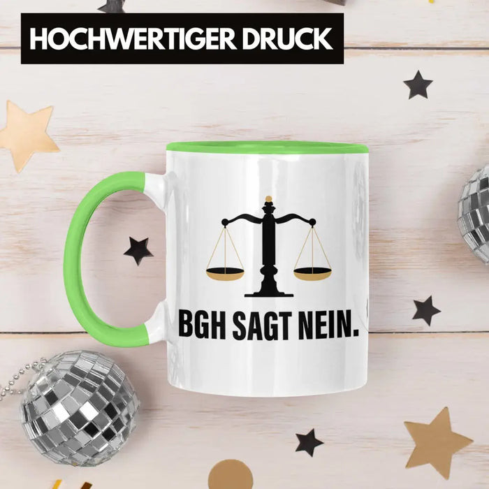 Jura Geschenk Tasse mit Spruch für Jurist Juristin Geschenkideen Lustig für Examen Staatsexam Grün Trendation