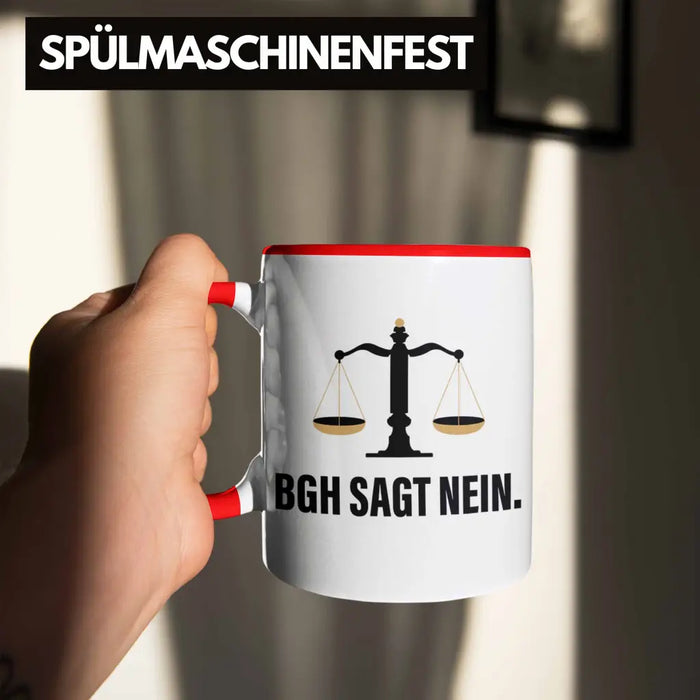 Jura Geschenk Tasse mit Spruch für Jurist Juristin Geschenkideen Lustig für Examen Staatsexam Rot Trendation