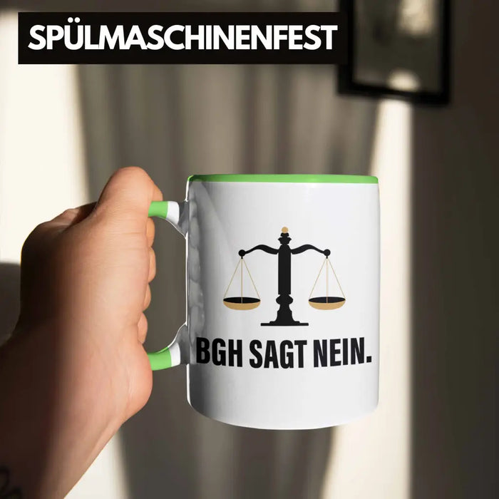 Jura Geschenk Tasse mit Spruch für Jurist Juristin Geschenkideen Lustig für Examen Staatsexam Grün Trendation