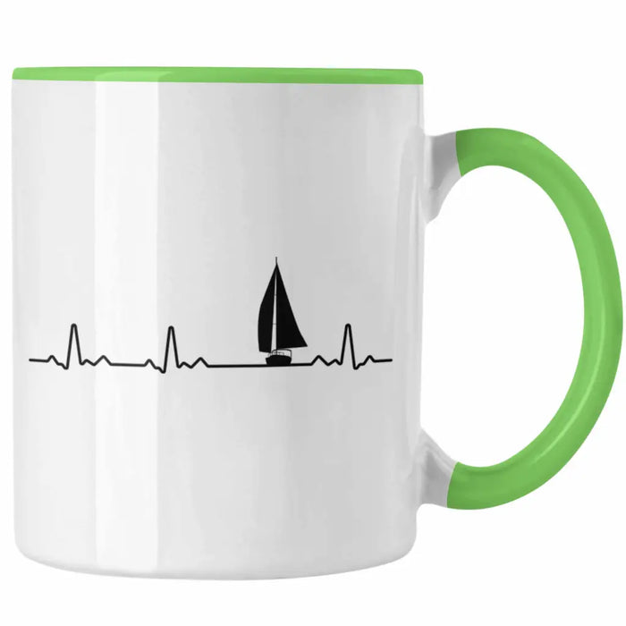 Kapitän Herzschlag Tasse Geschenk Käptn Lustiger Spruch Bootsfahrer Sportboot Herren Segler Segeln Motoboot Lustig Grün Trendation