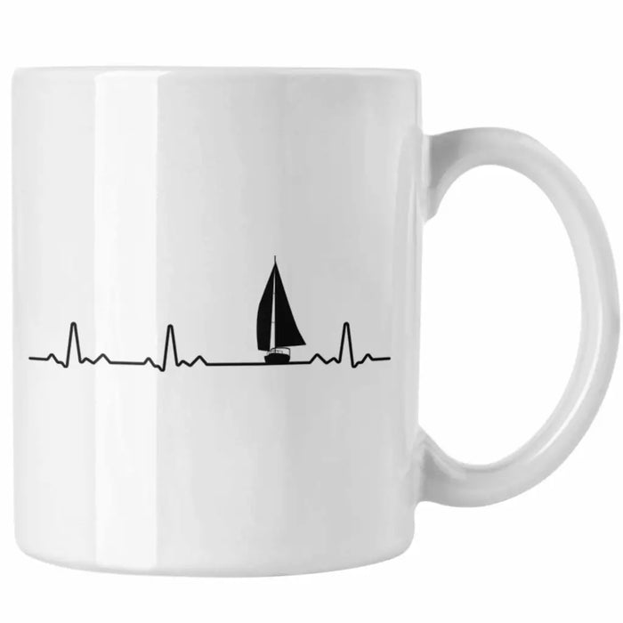 Kapitän Herzschlag Tasse Geschenk Käptn Lustiger Spruch Bootsfahrer Sportboot Herren Segler Segeln Motoboot Lustig Weiß Trendation