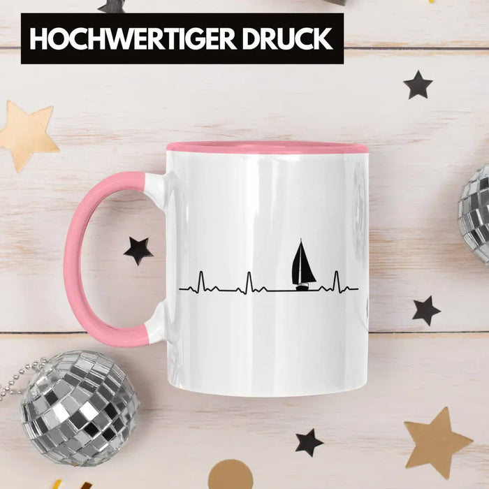 Kapitän Herzschlag Tasse Geschenk Käptn Lustiger Spruch Bootsfahrer Sportboot Herren Segler Segeln Motoboot Lustig Rosa Trendation