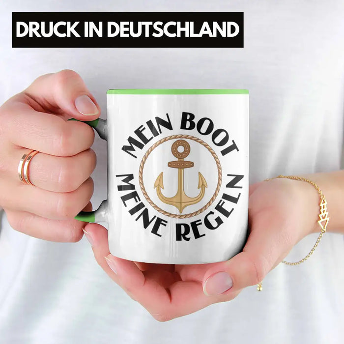 Kapitän Tasse Geschenk Käptn Lustiger Spruch Bootsfahrer Sportboot Herren Segler Segeln Motoboot Lustig Grün Trendation