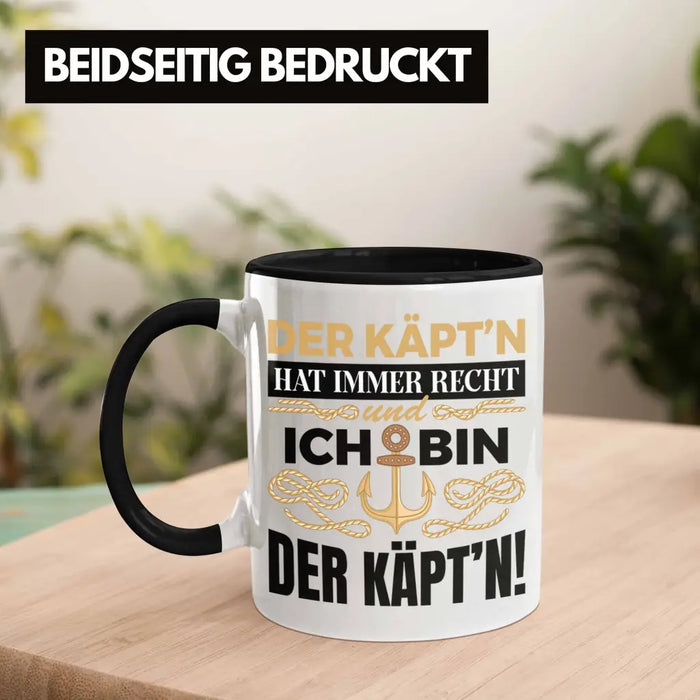 Kapitän Tasse Geschenk Käptn Lustiger Spruch Bootsfahrer Sportboot Herren Segler Segeln Motoboot Trendation