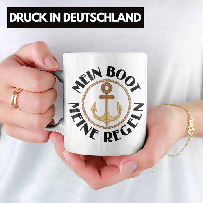 Kapitän Tasse Geschenk Käptn Lustiger Spruch Bootsfahrer Sportboot Herren Segler Segeln Motoboot Lustig Weiß Trendation