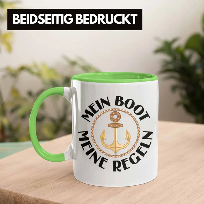 Kapitän Tasse Geschenk Käptn Lustiger Spruch Bootsfahrer Sportboot Herren Segler Segeln Motoboot Lustig Grün Trendation