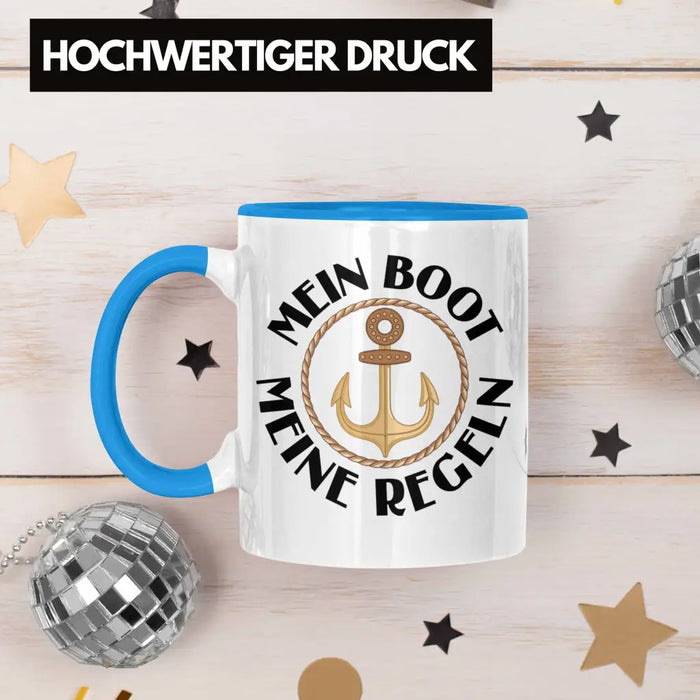 Kapitän Tasse Geschenk Käptn Lustiger Spruch Bootsfahrer Sportboot Herren Segler Segeln Motoboot Lustig Blau Trendation