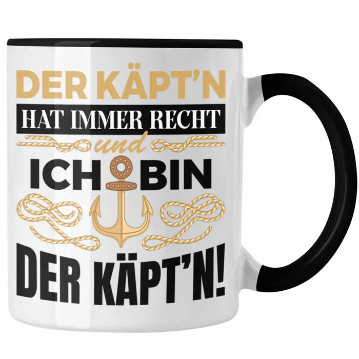 Kapitän Tasse Geschenk Käptn Lustiger Spruch Bootsfahrer Sportboot Herren Segler Segeln Motoboot Trendation