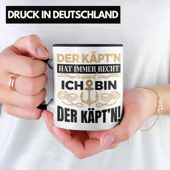 Kapitän Tasse Geschenk Käptn Lustiger Spruch Bootsfahrer Sportboot Herren Segler Segeln Motoboot Trendation