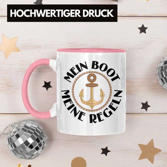 Kapitän Tasse Geschenk Käptn Lustiger Spruch Bootsfahrer Sportboot Herren Segler Segeln Motoboot Lustig Rosa Trendation