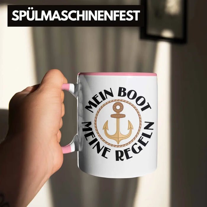 Kapitän Tasse Geschenk Käptn Lustiger Spruch Bootsfahrer Sportboot Herren Segler Segeln Motoboot Lustig Rosa Trendation