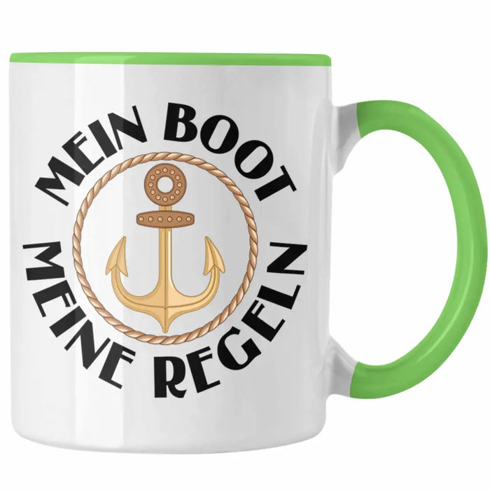 Kapitän Tasse Geschenk Käptn Lustiger Spruch Bootsfahrer Sportboot Herren Segler Segeln Motoboot Lustig Grün Trendation