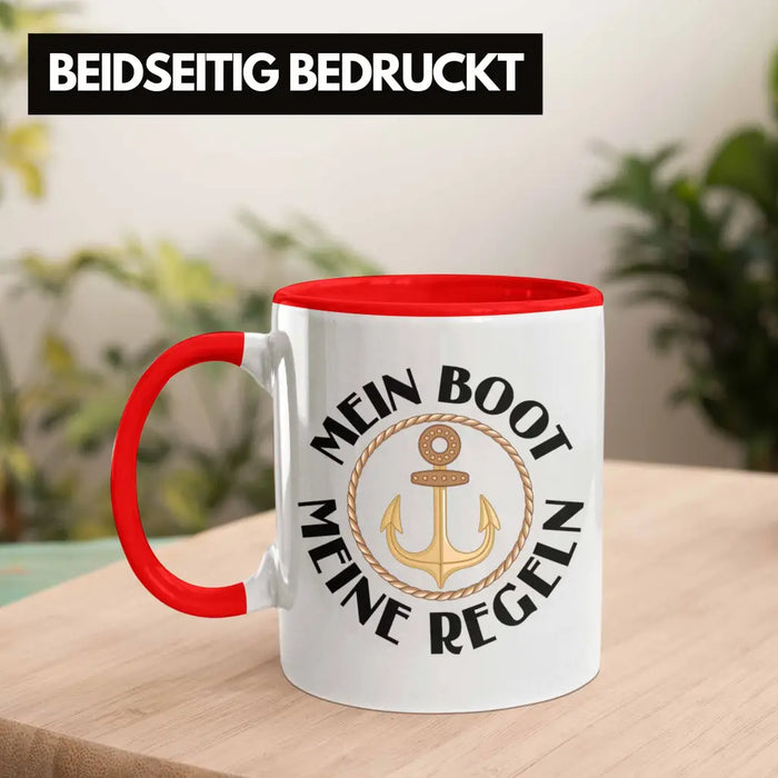 Kapitän Tasse Geschenk Käptn Lustiger Spruch Bootsfahrer Sportboot Herren Segler Segeln Motoboot Lustig Rot Trendation