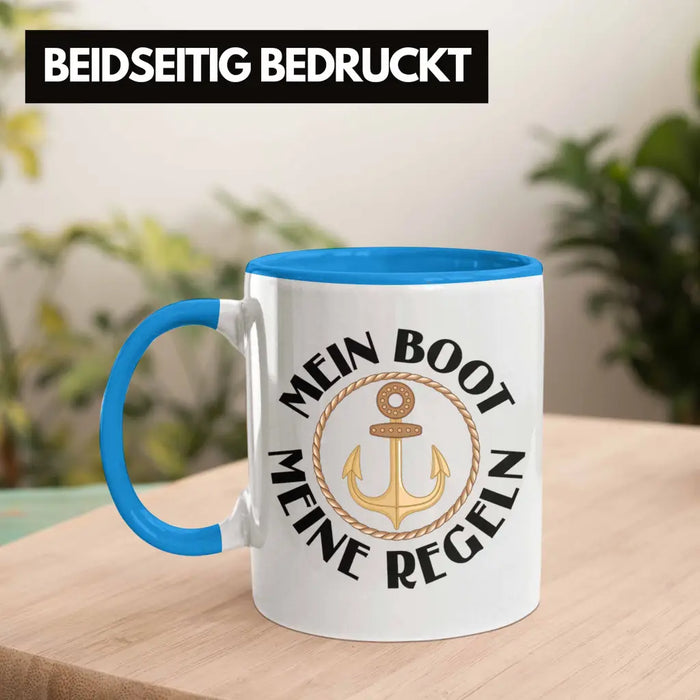Kapitän Tasse Geschenk Käptn Lustiger Spruch Bootsfahrer Sportboot Herren Segler Segeln Motoboot Lustig Blau Trendation