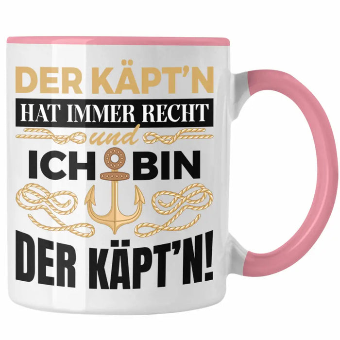 Kapitän Tasse Geschenk Käptn Lustiger Spruch Bootsfahrer Sportboot Herren Segler Segeln Motoboot Rosa Trendation