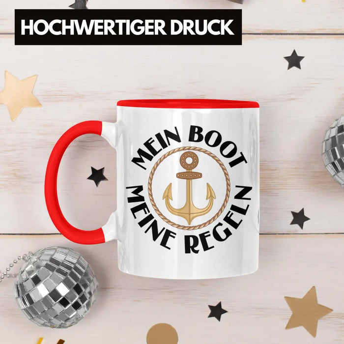 Kapitän Tasse Geschenk Käptn Lustiger Spruch Bootsfahrer Sportboot Herren Segler Segeln Motoboot Lustig Rot Trendation
