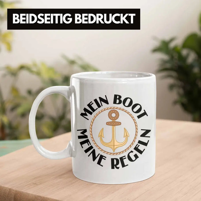 Kapitän Tasse Geschenk Käptn Lustiger Spruch Bootsfahrer Sportboot Herren Segler Segeln Motoboot Lustig Weiß Trendation
