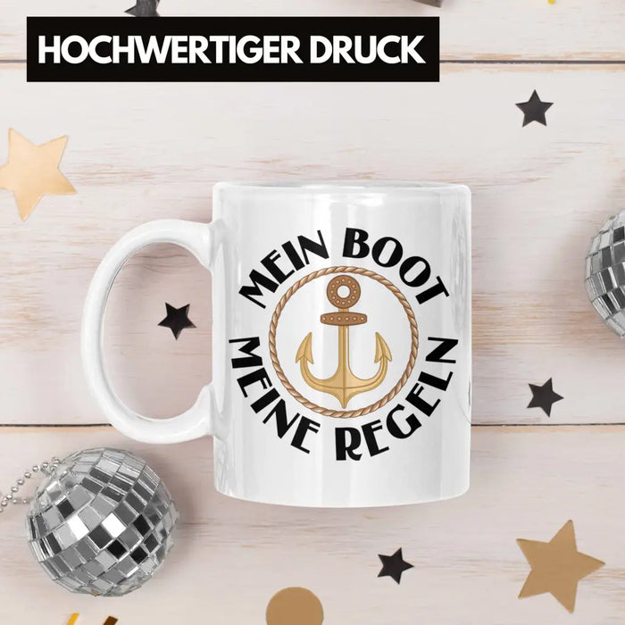 Kapitän Tasse Geschenk Käptn Lustiger Spruch Bootsfahrer Sportboot Herren Segler Segeln Motoboot Lustig Weiß Trendation