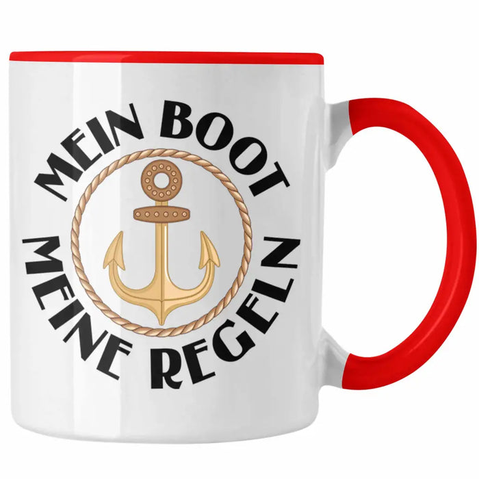 Kapitän Tasse Geschenk Käptn Lustiger Spruch Bootsfahrer Sportboot Herren Segler Segeln Motoboot Lustig Rot Trendation