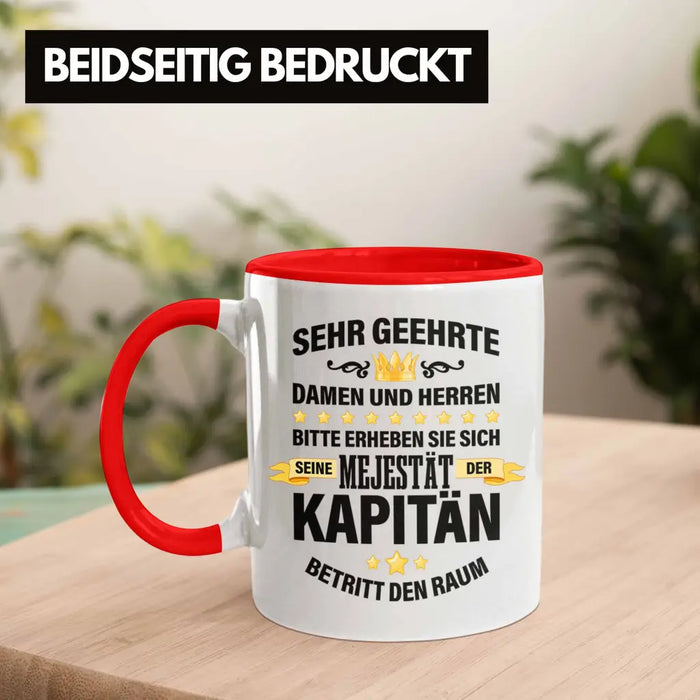 Kapitän Tasse Geschenk Spruch Männer Vater Geschenkidee Käpten Geburtstag Rot Trendation