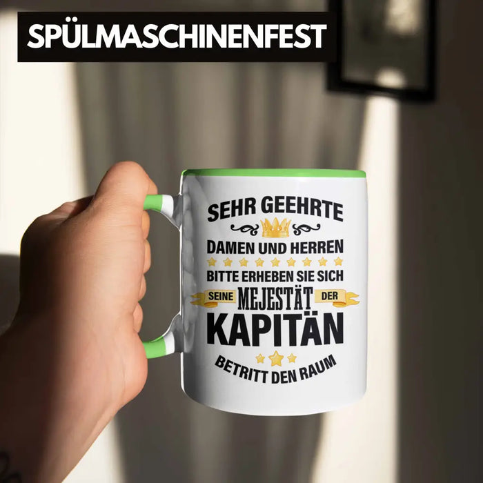 Kapitän Tasse Geschenk Spruch Männer Vater Geschenkidee Käpten Geburtstag Grün Trendation