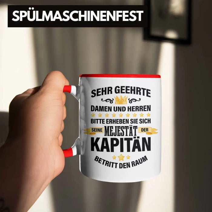 Kapitän Tasse Geschenk Spruch Männer Vater Geschenkidee Käpten Geburtstag Rot Trendation