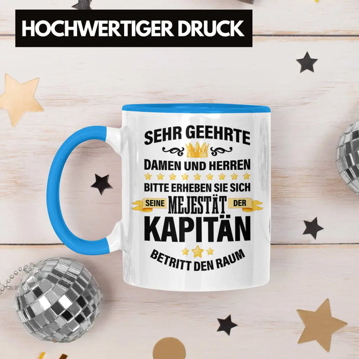 Kapitän Tasse Geschenk Spruch Männer Vater Geschenkidee Käpten Geburtstag Blau Trendation