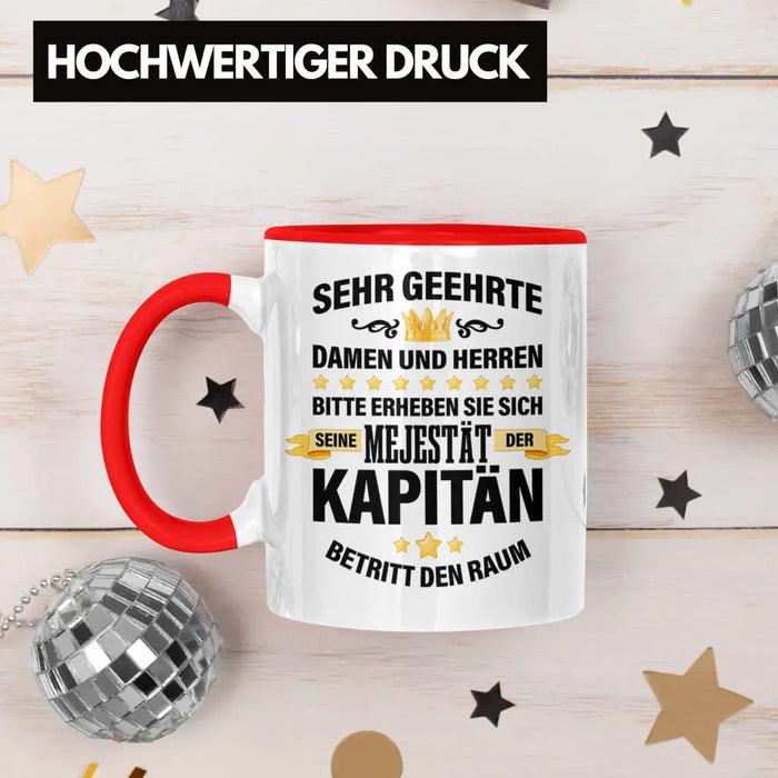 Kapitän Tasse Geschenk Spruch Männer Vater Geschenkidee Käpten Geburtstag Rot Trendation