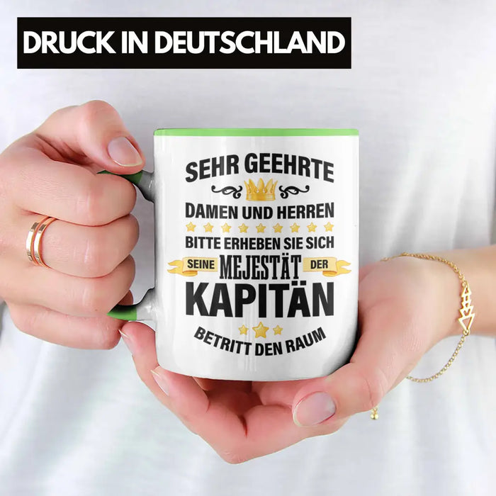 Kapitän Tasse Geschenk Spruch Männer Vater Geschenkidee Käpten Geburtstag Grün Trendation