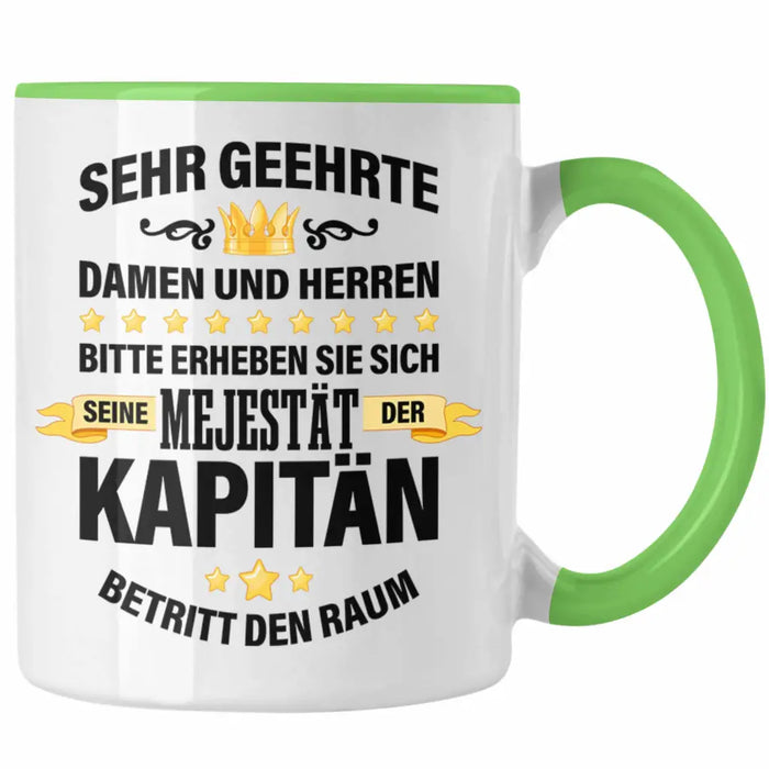 Kapitän Tasse Geschenk Spruch Männer Vater Geschenkidee Käpten Geburtstag Grün Trendation