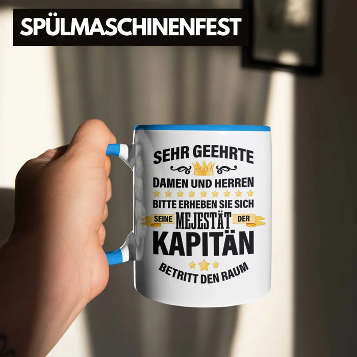 Kapitän Tasse Geschenk Spruch Männer Vater Geschenkidee Käpten Geburtstag Blau Trendation