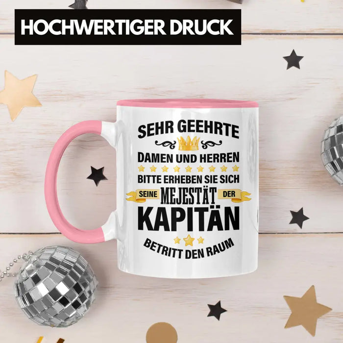 Kapitän Tasse Geschenk Spruch Männer Vater Geschenkidee Käpten Geburtstag Rosa Trendation