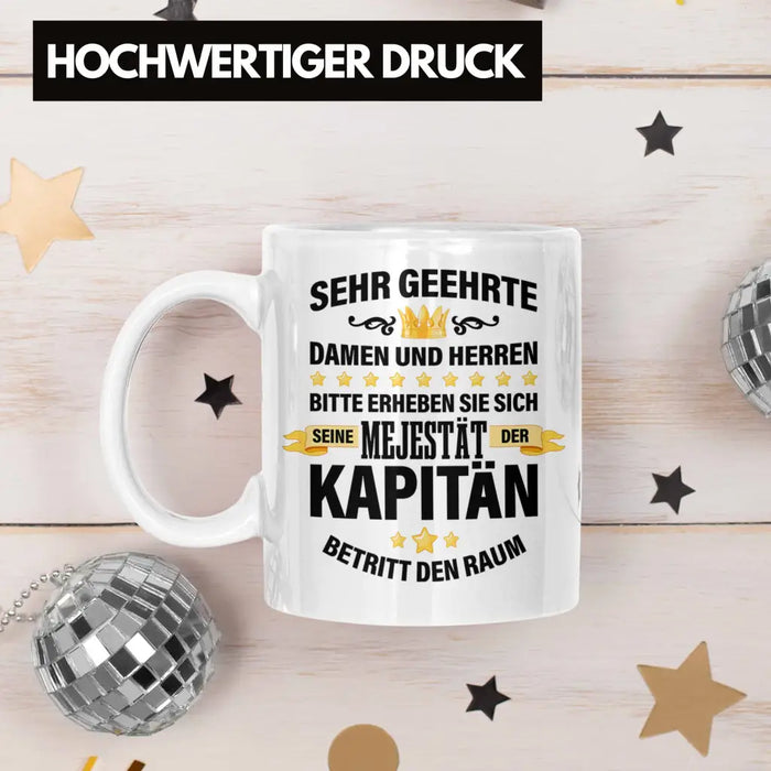 Kapitän Tasse Geschenk Spruch Männer Vater Geschenkidee Käpten Geburtstag Weiß Trendation