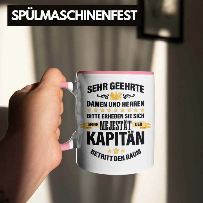 Kapitän Tasse Geschenk Spruch Männer Vater Geschenkidee Käpten Geburtstag Rosa Trendation