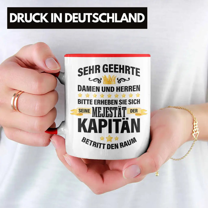 Kapitän Tasse Geschenk Spruch Männer Vater Geschenkidee Käpten Geburtstag Rot Trendation