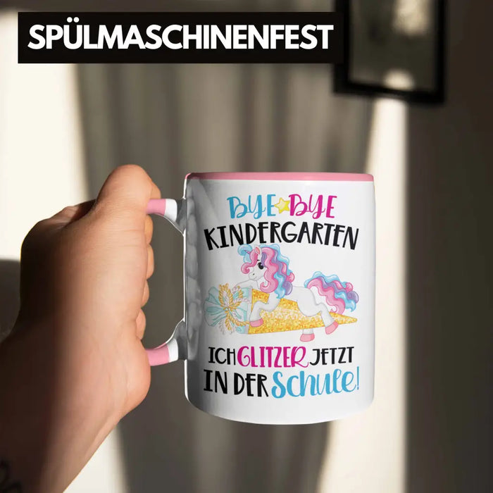 Bye Bye Kindergarten Einschulung Mädchen Geschenk Tasse Schulstart 1. Schultag Schuleinführung Schulanfang Geschenkidee 2022 Schulkind Rosa Trendation