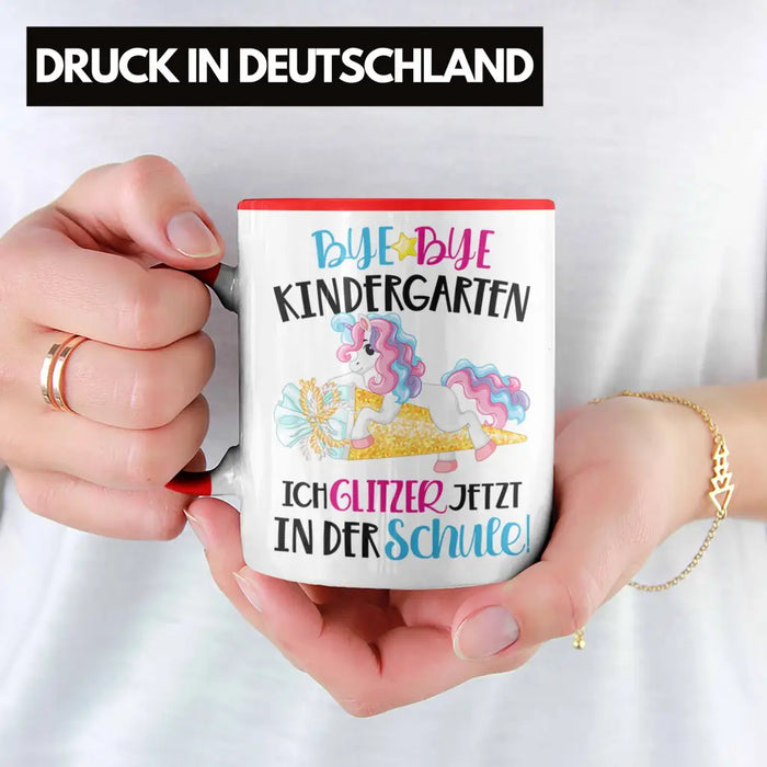 Bye Bye Kindergarten Einschulung Mädchen Geschenk Tasse Schulstart 1. Schultag Schuleinführung Schulanfang Geschenkidee 2022 Schulkind Rot Trendation
