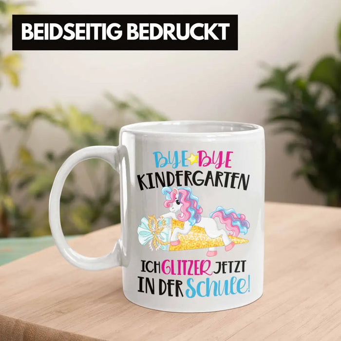 Bye Bye Kindergarten Einschulung Mädchen Geschenk Tasse Schulstart 1. Schultag Schuleinführung Schulanfang Geschenkidee 2022 Schulkind Weiß Trendation