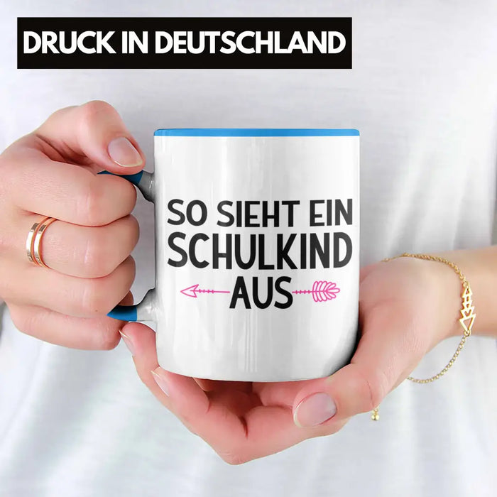 Kita Abgängerin 2022 Einschulung Mädchen Geschenk Tasse Schulstart 1. Schultag Schuleinführung Schulanfang Geschenkidee Schulkind Lustig Blau Trendation