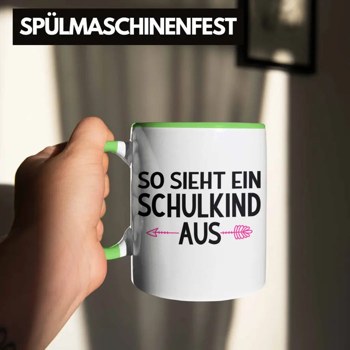 Kita Abgängerin 2022 Einschulung Mädchen Geschenk Tasse Schulstart 1. Schultag Schuleinführung Schulanfang Geschenkidee Schulkind Lustig Grün Trendation