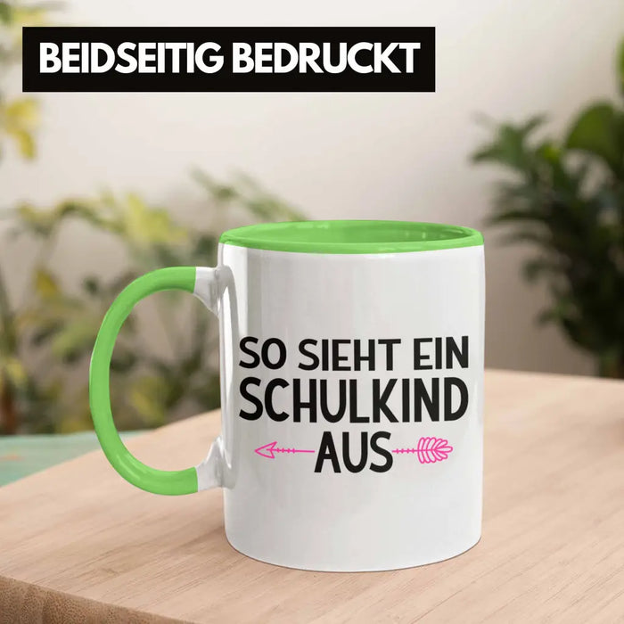 Kita Abgängerin 2022 Einschulung Mädchen Geschenk Tasse Schulstart 1. Schultag Schuleinführung Schulanfang Geschenkidee Schulkind Lustig Grün Trendation