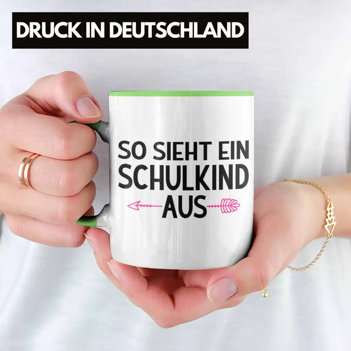 Kita Abgängerin 2022 Einschulung Mädchen Geschenk Tasse Schulstart 1. Schultag Schuleinführung Schulanfang Geschenkidee Schulkind Lustig Grün Trendation