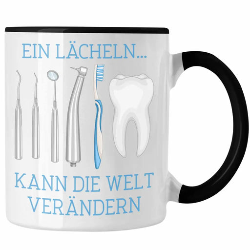 Ein Lächeln Kann Die Welt Verändern Tasse Geschenk für Zahnarzt Zahnärztin Lustiger Spruch Geschenkidee Weihnachten Geburtstag Trendation