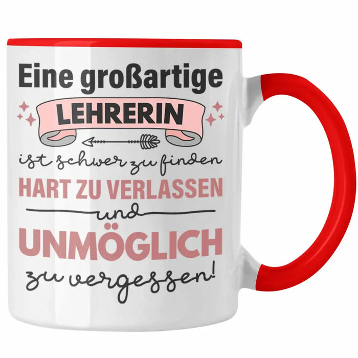 Lehrerin Geschenk Tasse Geschenkidee Lustig Danke Sprüche Dankeschön Grundschule Rot Trendation
