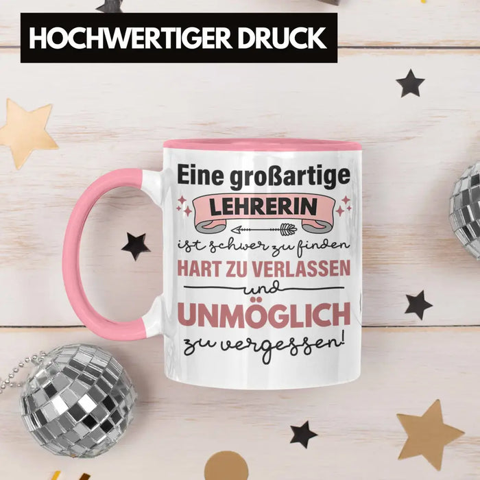 Lehrerin Geschenk Tasse Geschenkidee Lustig Danke Sprüche Dankeschön Grundschule Rosa Trendation