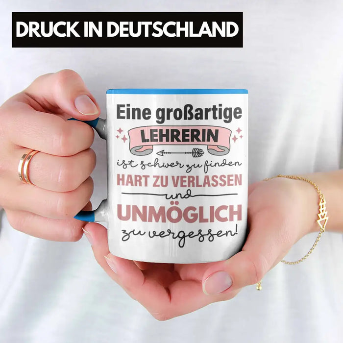 Lehrerin Geschenk Tasse Geschenkidee Lustig Danke Sprüche Dankeschön Grundschule Blau Trendation