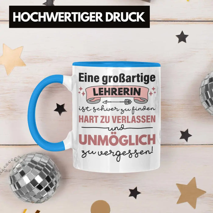 Lehrerin Geschenk Tasse Geschenkidee Lustig Danke Sprüche Dankeschön Grundschule Blau Trendation