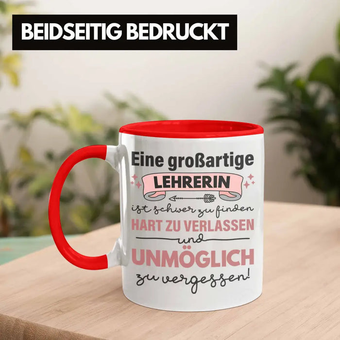 Lehrerin Geschenk Tasse Geschenkidee Lustig Danke Sprüche Dankeschön Grundschule Rot Trendation