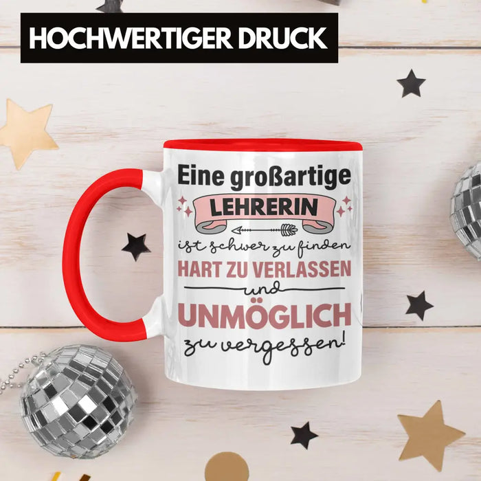 Lehrerin Geschenk Tasse Geschenkidee Lustig Danke Sprüche Dankeschön Grundschule Rot Trendation