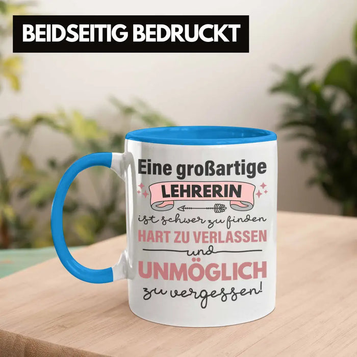 Lehrerin Geschenk Tasse Geschenkidee Lustig Danke Sprüche Dankeschön Grundschule Blau Trendation